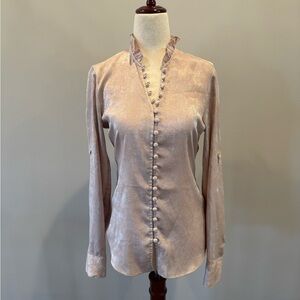 Express Cream Ruffled Button-Down Shirt Size XS